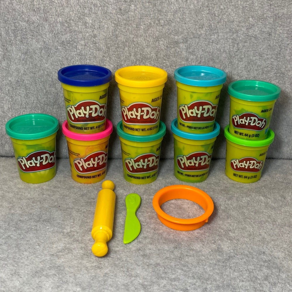 12 Pc Play-Doh‎ Modeling Set Kids 9 Cans Tools Creative Play Several Colors EUC